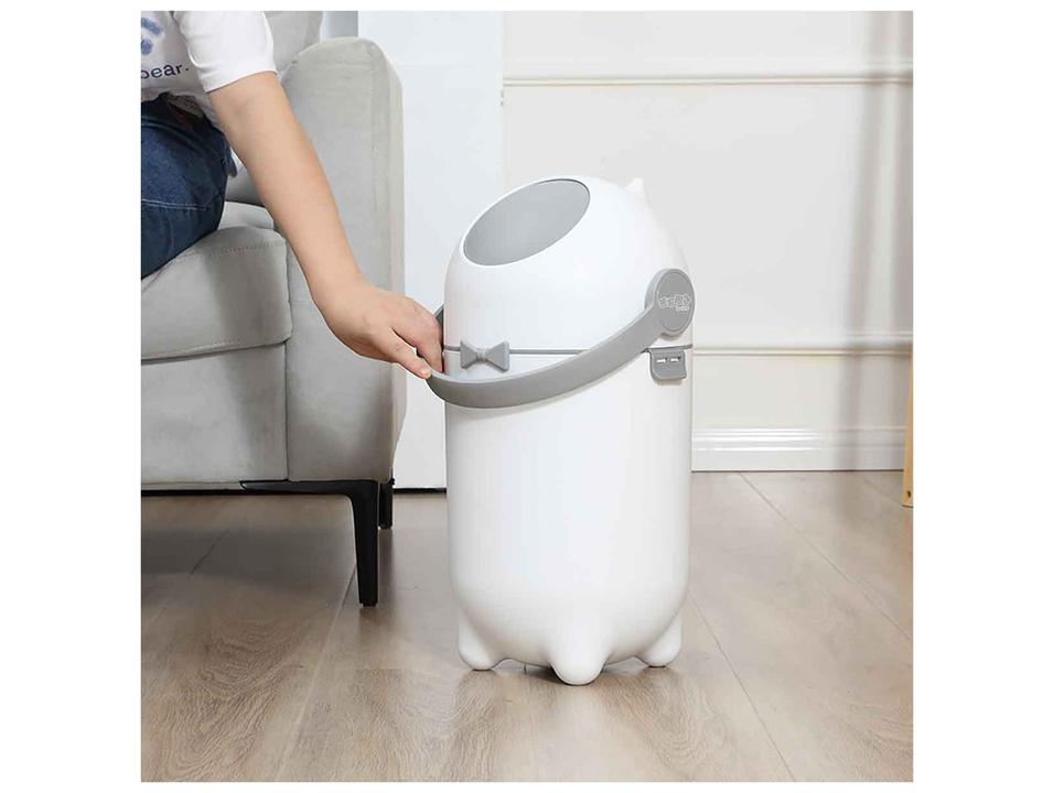 Lixeira para Fraldas Antiodor Maxi Baby Lixo Mágico Branca e Cinza - 4