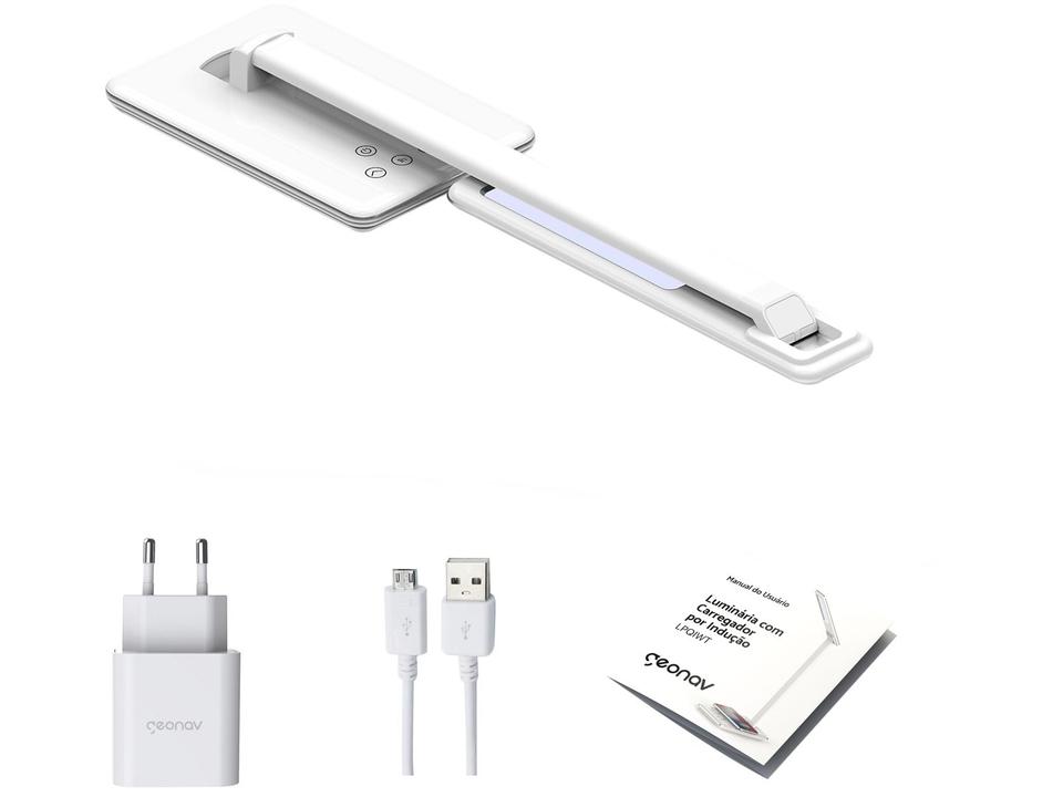 Luminária de Mesa LED Geonav Office LBQIBK - com Carregador - 7