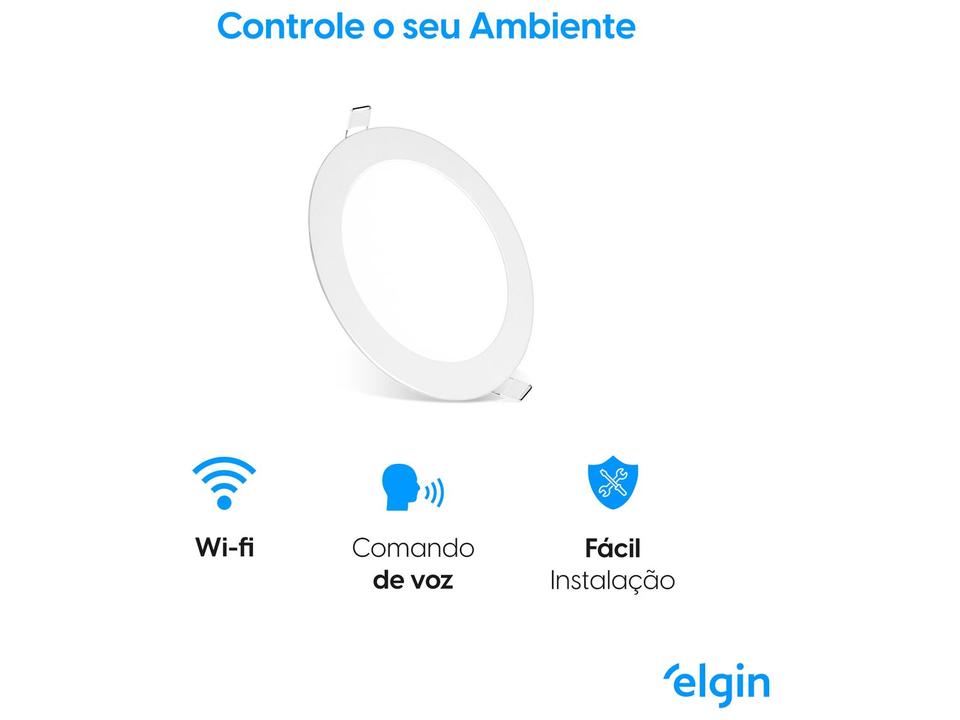 Luminária Painel Inteligente Redonda de Embutir - Wi-Fi 18W compatível com Alexa Google Home Elgin - 3