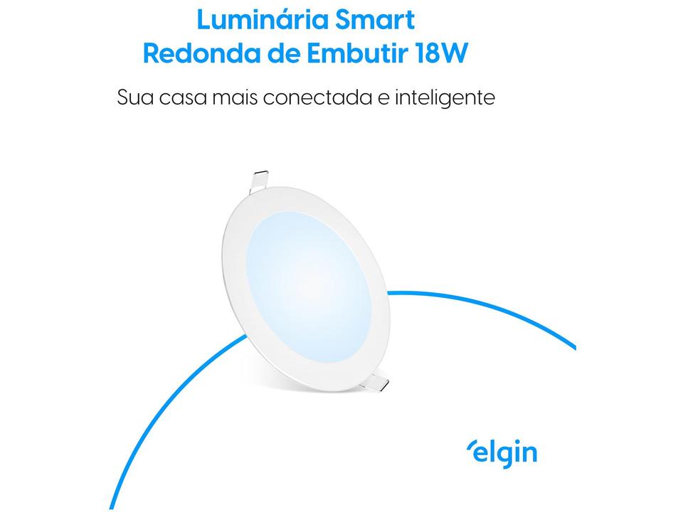 Luminária Painel Inteligente Redonda de Embutir - Wi-Fi 18W compatível com Alexa Google Home Elgin - 1