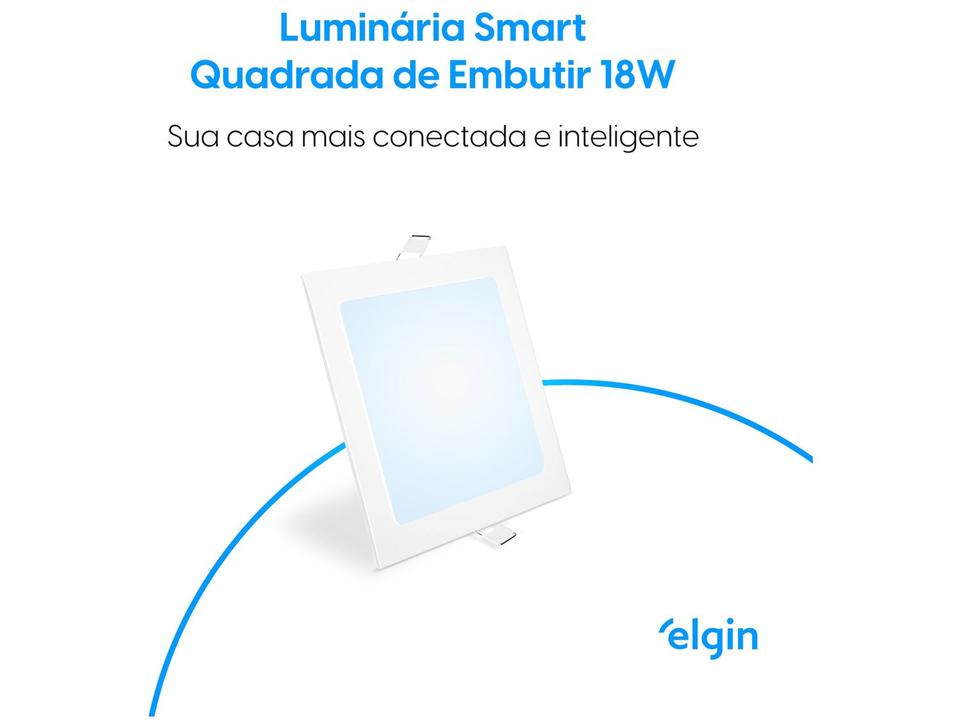 Luminária Painel Inteligente Wi-Fi Quadrada - de Embutir 18W com Alexa Google Home Branco Elgin - 1