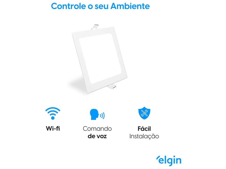 Luminária Painel Inteligente Wi-Fi Quadrada - de Embutir 18W com Alexa Google Home Branco Elgin - 3