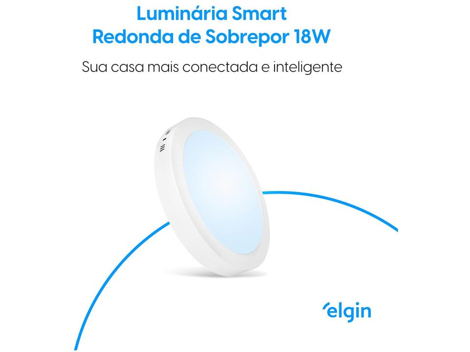 Luminária Painel Inteligente Wi-Fi Redonda - de Sobrepor 18W com Alexa Google Home Elgin - 1