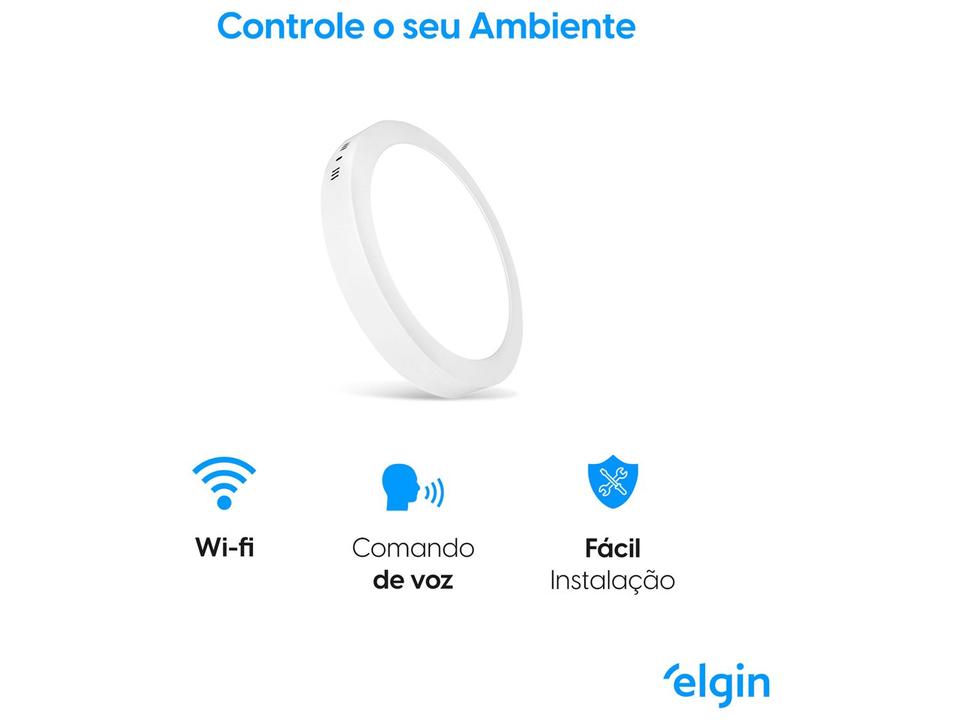Luminária Painel Inteligente Wi-Fi Redonda - de Sobrepor 18W com Alexa Google Home Elgin - 3