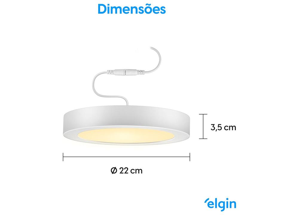 Luminária Painel Inteligente Wi-Fi Redonda - de Sobrepor 18W com Alexa Google Home Elgin - 9