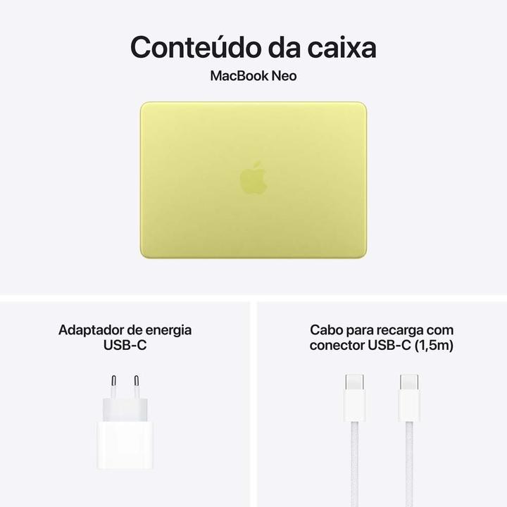 MacBook Neo Apple 13" Chip A18 Pro CPU de 6 núcleos GPU de 5 núcleos 256GB Amarelo-cítrico - 9