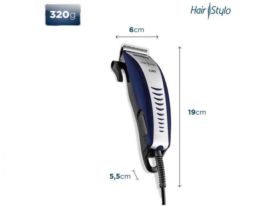 Máquina de Cortar Cabelo Mondial CR-07 - 4 Ajustes de Altura 1 Velocidade - 110 V - 4