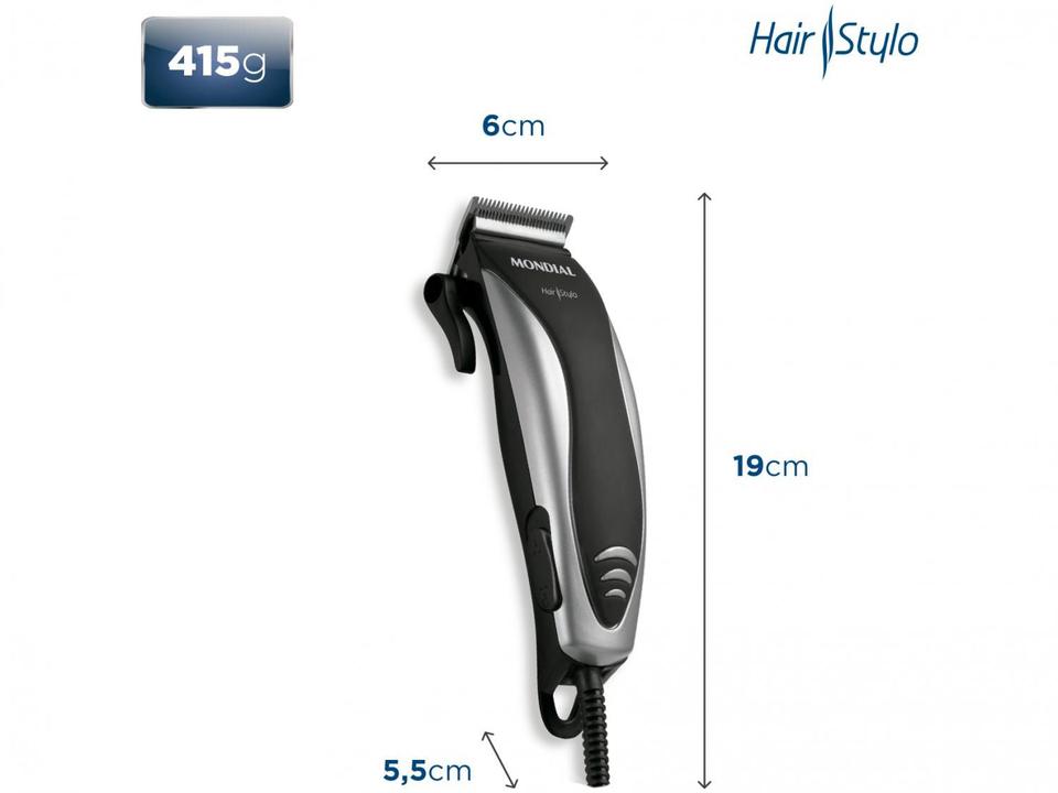 Máquina de Cortar Cabelo Mondial Hair Stylo - 4 Níveis de Altura - 110 V - 4