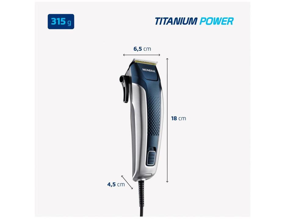 Máquina de Cortar Cabelo Mondial Titanium Power - 6