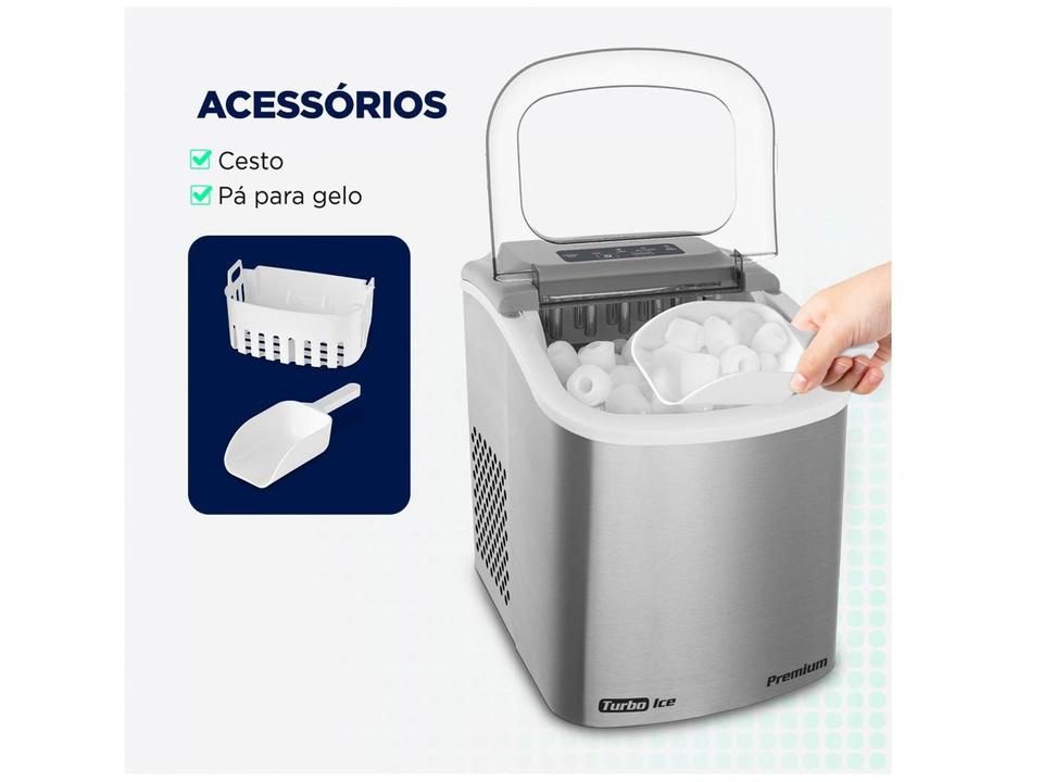 Máquina de Gelo Turbo Ice Premium MG-12-GI Mondial 12kg Cinza - 7
