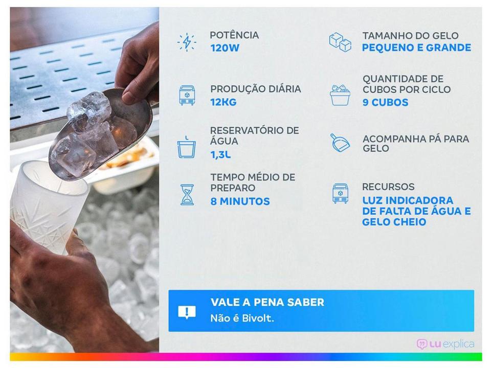 Máquina de Gelo Turbo Ice Premium MG-12-GI Mondial 12kg Cinza - 1