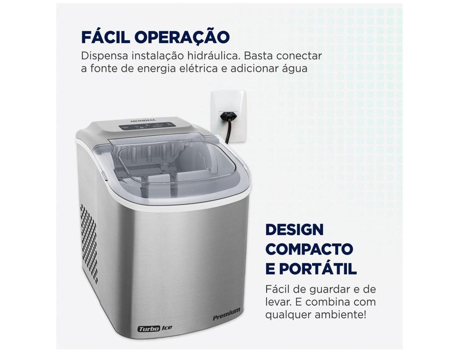 Máquina de Gelo Turbo Ice Premium MG-12-GI Mondial 12kg Cinza - 5