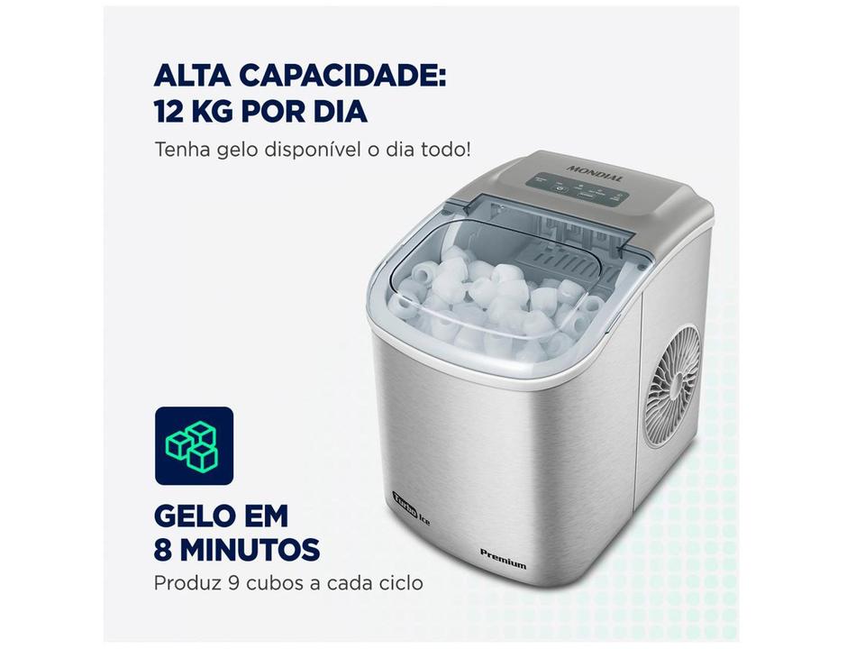 Máquina de Gelo Turbo Ice Premium MG-12-GI Mondial 12kg Cinza - 3