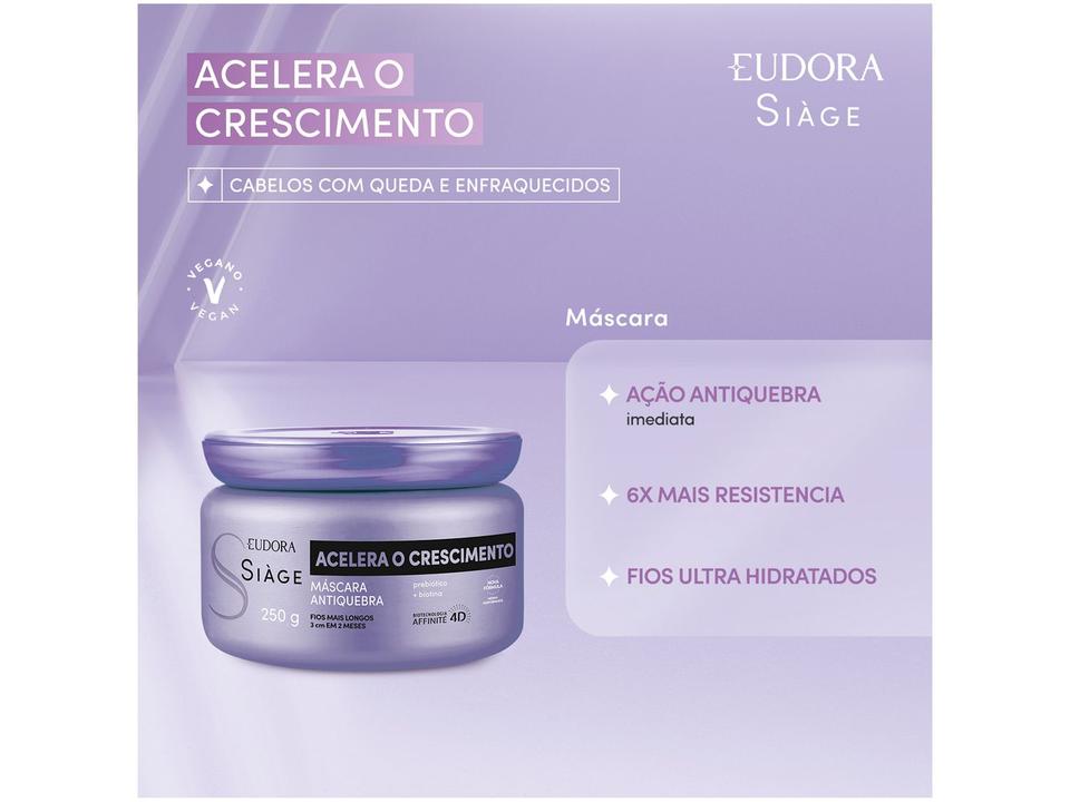 Máscara Capilar Antiquebra Eudora Siàge Acelera o Crescimento 250g - 1