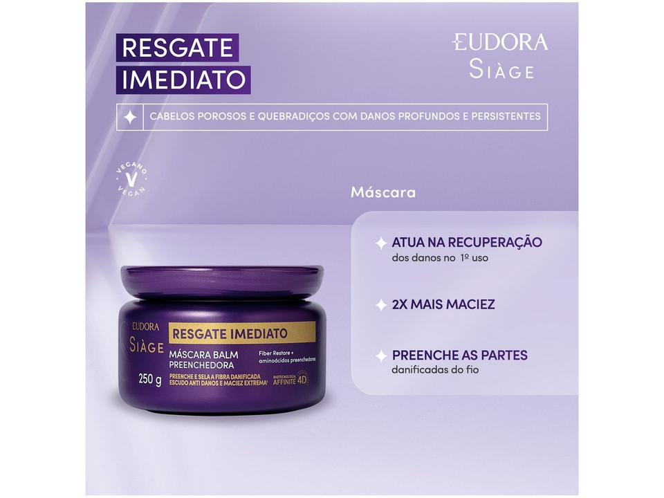 Máscara Capilar Balm Preenchedora Eudora Siàge 250g - 1