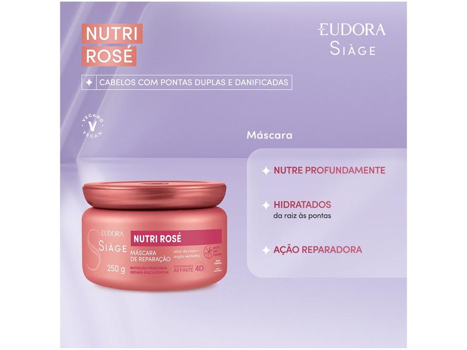 Máscara Capilar de Reparação Eudora Siàge Nutri Rosé 250g - 1