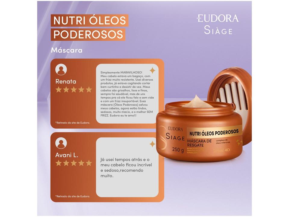 Máscara Capilar de Resgate Eudora Siàge Nutri Óleos Poderosos 250g - 2