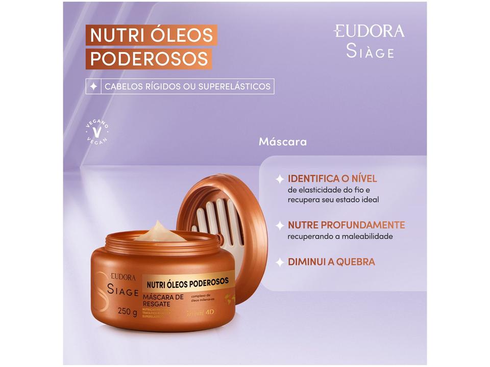 Máscara Capilar de Resgate Eudora Siàge Nutri Óleos Poderosos 250g - 1