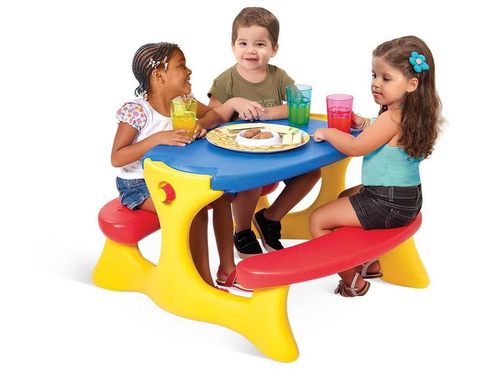 Mesa com 2 Banquetas Infantil Bandeirante Recreio - 1