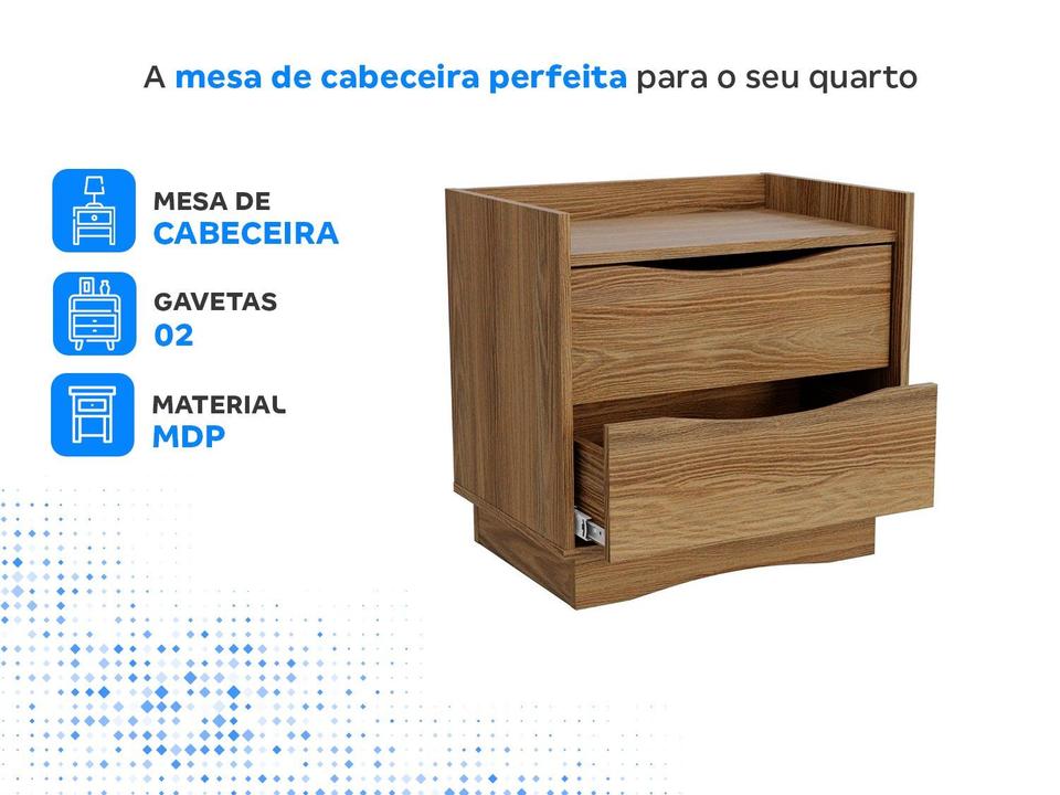 Mesa de Cabeceira 2 Gavetas Kansas Kappesberg - 2