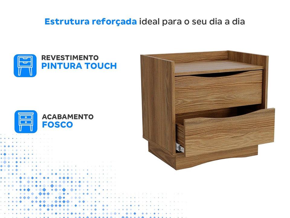 Mesa de Cabeceira 2 Gavetas Kansas Kappesberg - 3