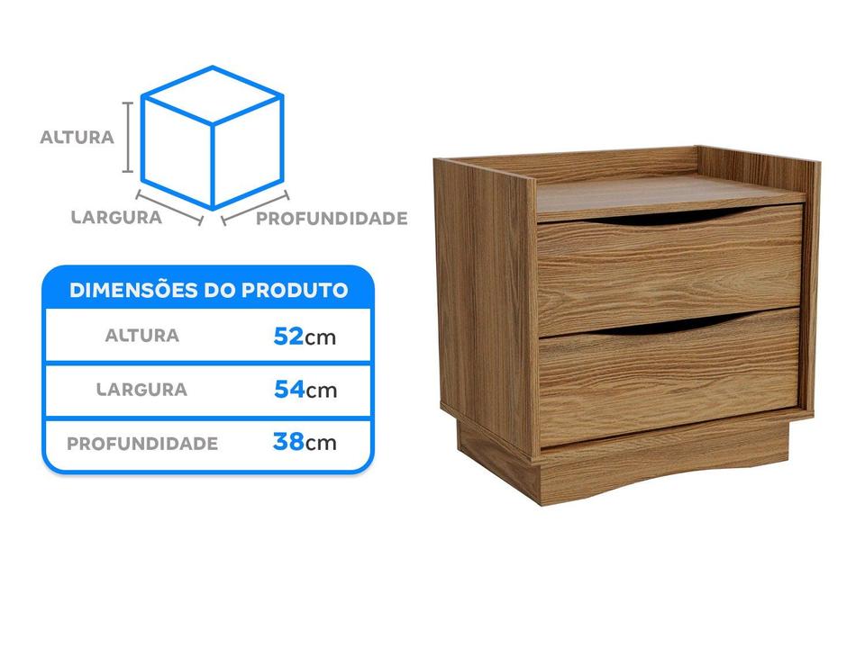 Mesa de Cabeceira 2 Gavetas Kansas Kappesberg - 4