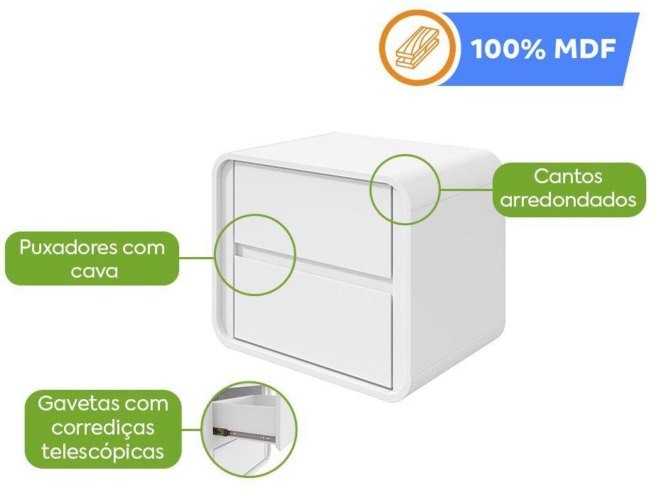 Mesa de Cabeceira 2 Gavetas Loop Móveis Lopas - 1