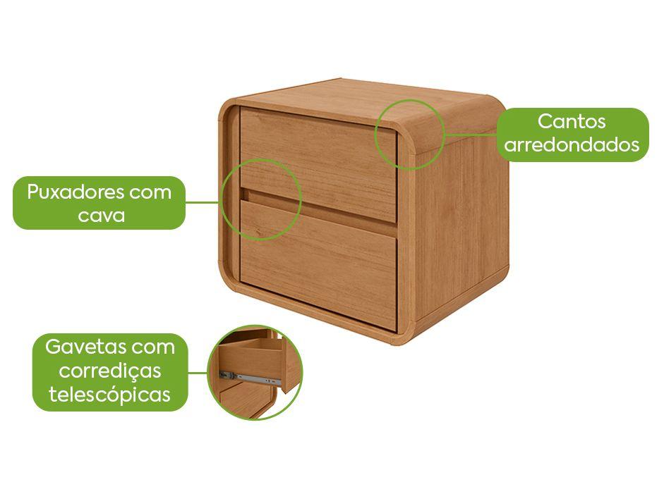 Mesa de Cabeceira 2 Gavetas Loop Móveis Lopas - 1