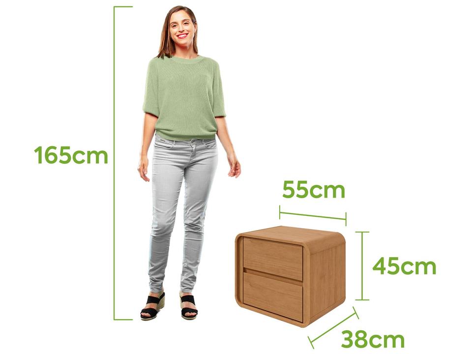 Mesa de Cabeceira 2 Gavetas Loop Móveis Lopas - 2