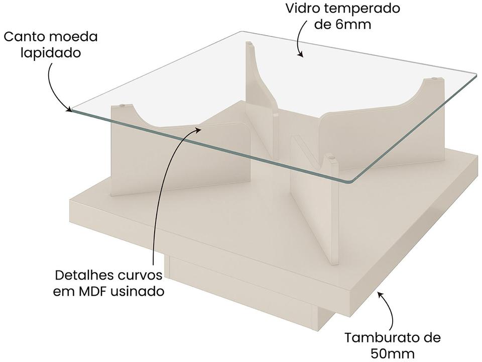 Mesa de Centro com Tampo de Vidro Clear Artely - 2