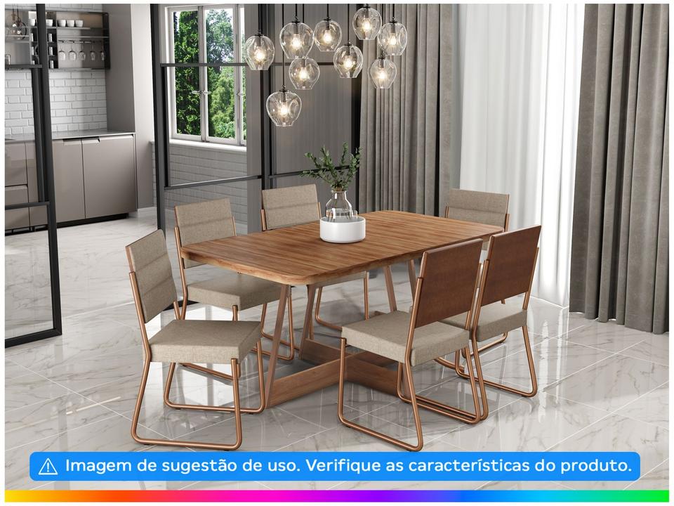 Mesa de Cozinha 6 Lugares Retangular Carraro Átria - 2