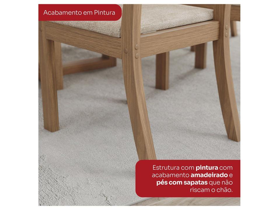 Mesa de Jantar 4 Cadeiras 4 Lugares Retangular Cinamomo Off White Caramelo e Creme Móveis Henn Nathalí - 5
