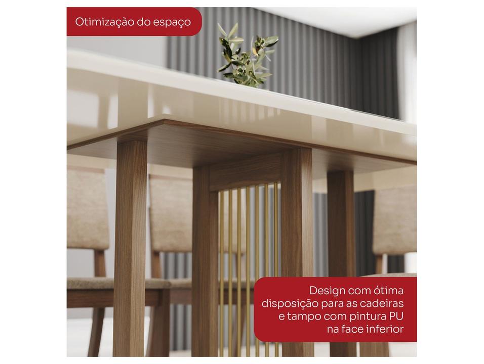 Mesa de Jantar 4 Cadeiras 4 Lugares Retangular Cinamomo Off White Caramelo e Creme Móveis Henn Nathalí - 2