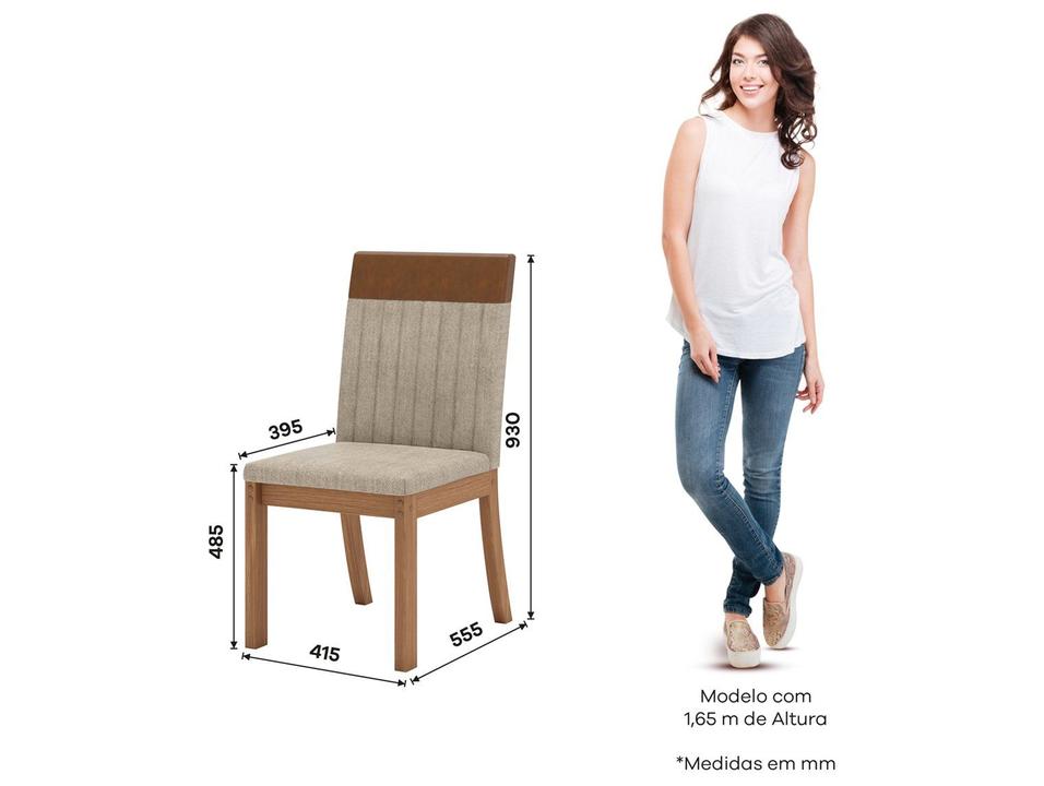Mesa de Jantar 4 Cadeiras 4 Lugares Retangular Cinamomo Off White Caramelo e Creme Móveis Henn Nathalí - 9