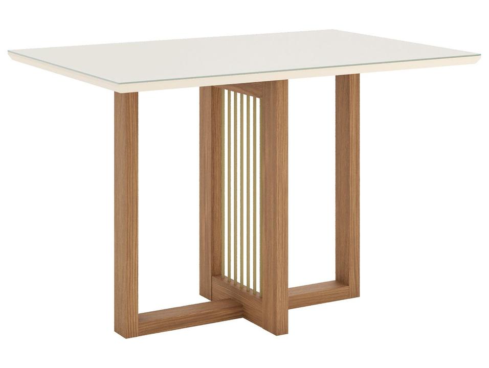 Mesa de Jantar 4 Cadeiras 4 Lugares Retangular Cinamomo Off White Caramelo e Creme Móveis Henn Nathalí - 10