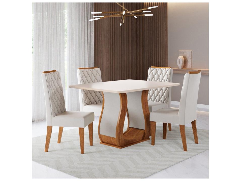 Mesa de Jantar 4 Cadeiras 4 Lugares Retangular Mel Blonde e Marfim Viero Móveis Realy - 2