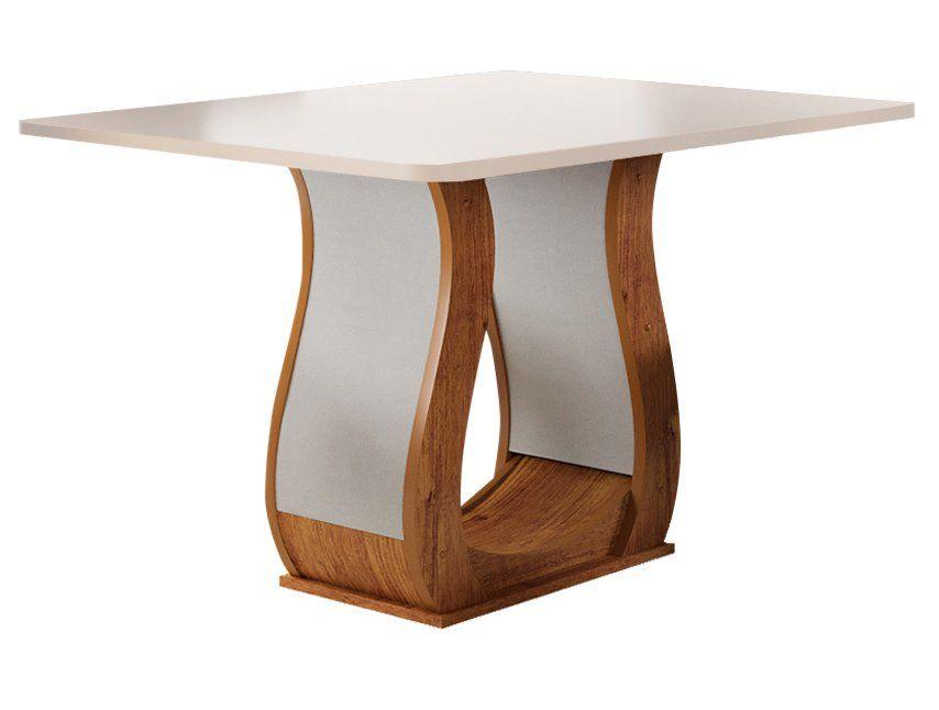 Mesa de Jantar 4 Cadeiras 4 Lugares Retangular Mel Blonde e Marfim Viero Móveis Realy - 3