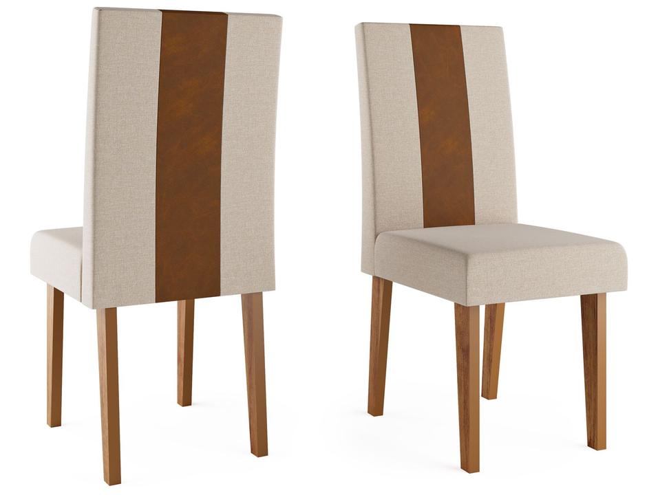 Mesa de Jantar 4 Cadeiras 4 Lugares Retangular Mel Bronze e Off White Viero Móveis Vigo - 6