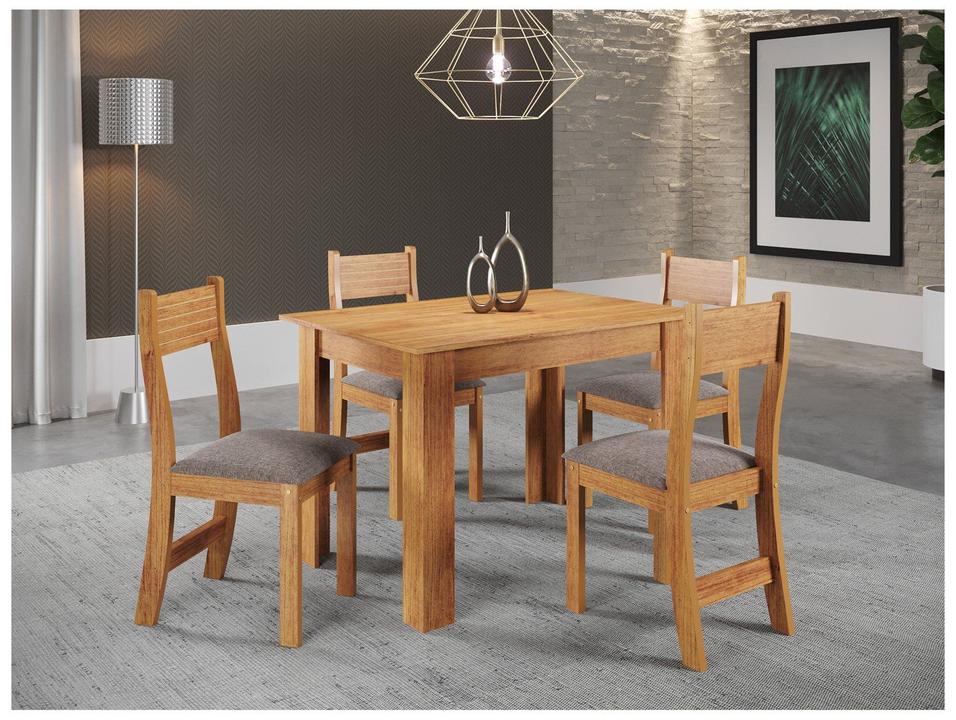 Mesa de Jantar 4 Cadeiras 4 Lugares Retangular Mel e Kaki Viero Móveis Smart - 2