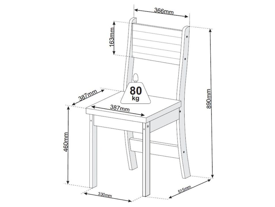 Mesa de Jantar 4 Cadeiras 4 Lugares Retangular Mel e Kaki Viero Móveis Smart - 4