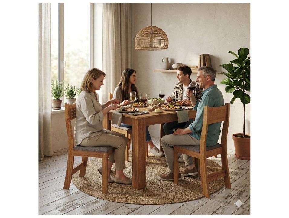 Mesa de Jantar 4 Cadeiras 4 Lugares Retangular Mel e Kaki Viero Móveis Smart - 1