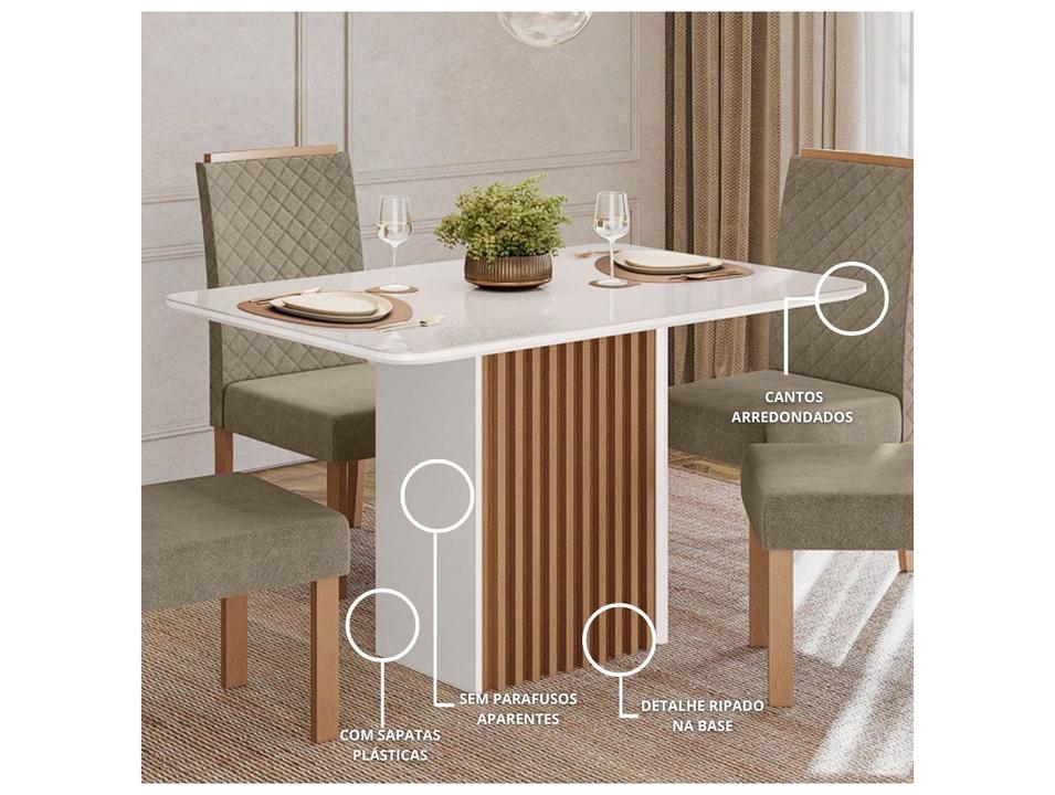 Mesa de Jantar 4 Cadeiras 4 Lugares Retangular Mel e Off White Sonetto Móveis Cris - 1
