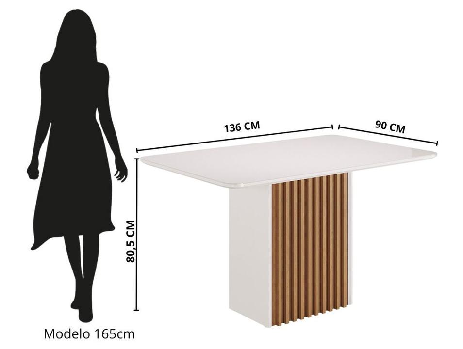 Mesa de Jantar 4 Cadeiras 4 Lugares Retangular Mel e Off White Sonetto Móveis Cris - 3