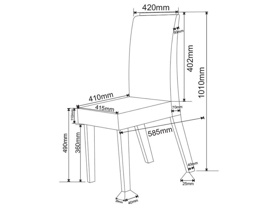 Mesa de Jantar 4 Cadeiras 4 Lugares Retangular Mel Off White e Marfim Viero Móveis Dona - 5