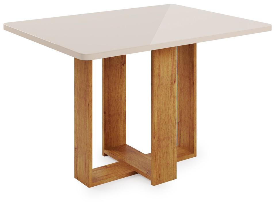 Mesa de Jantar 4 Cadeiras 4 Lugares Retangular Mel Off White e Marfim Viero Móveis Dona - 3