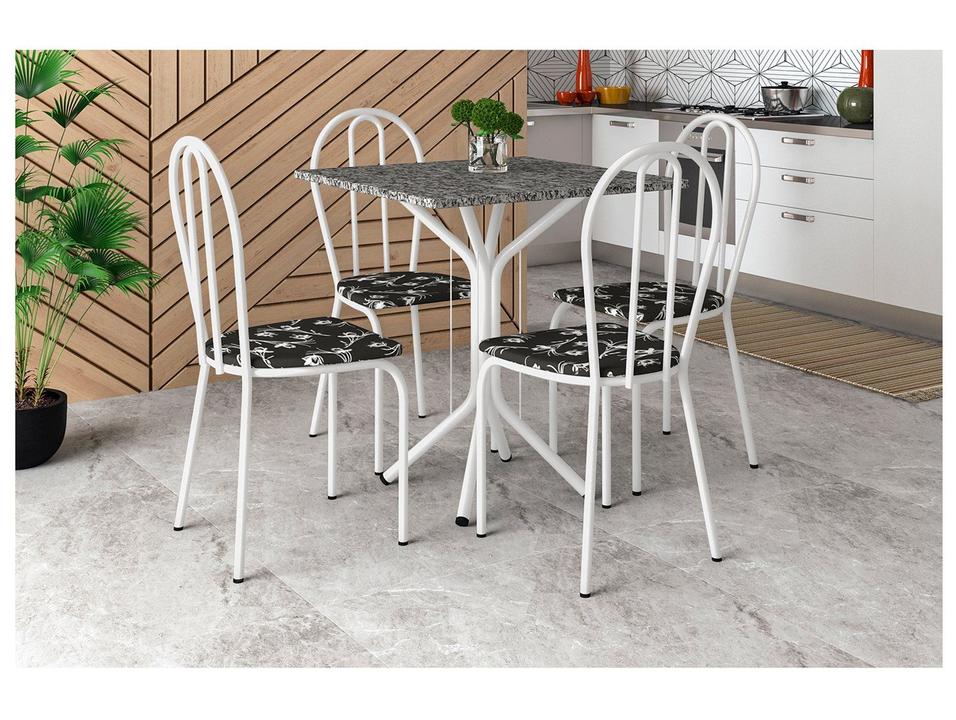 Mesa de Jantar 4 Cadeiras Quadrada Branca Artefamol America Thais - 2