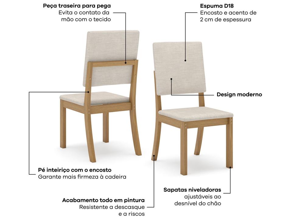 Mesa de Jantar 4 Cadeiras Quadrada Henn Dora - 2