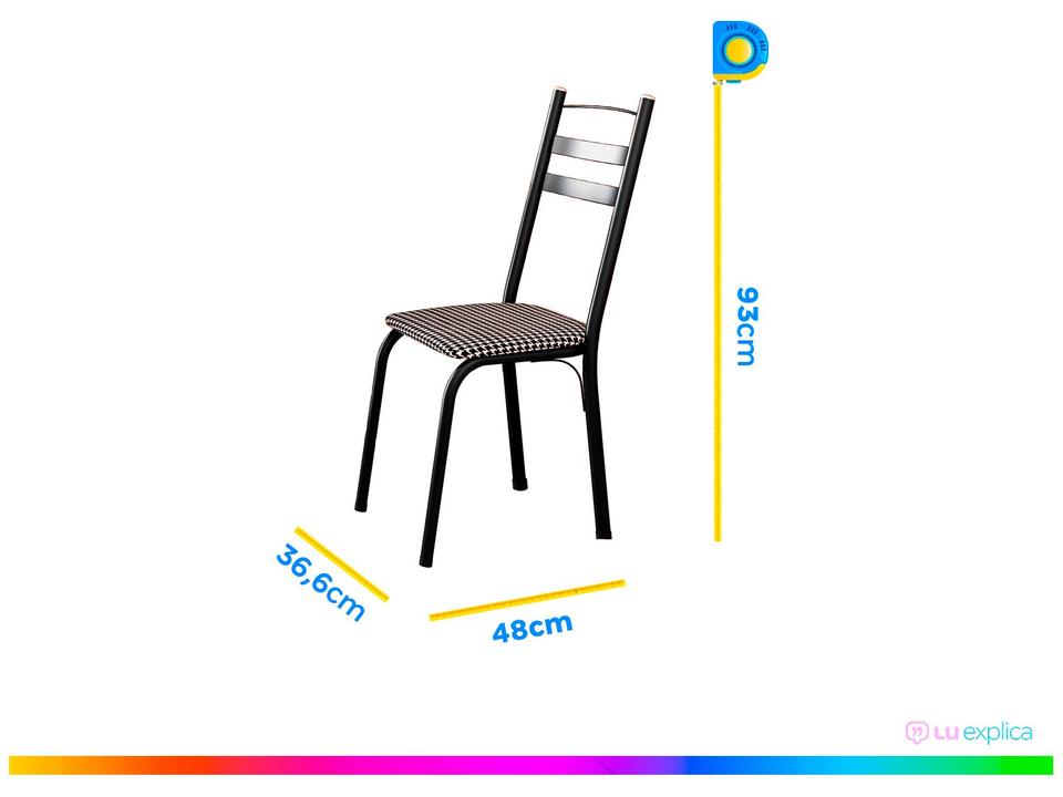 Mesa de Jantar 4 Cadeiras Quadrada Preta Tampo de Vidro Artefamol Léia Capri - 6