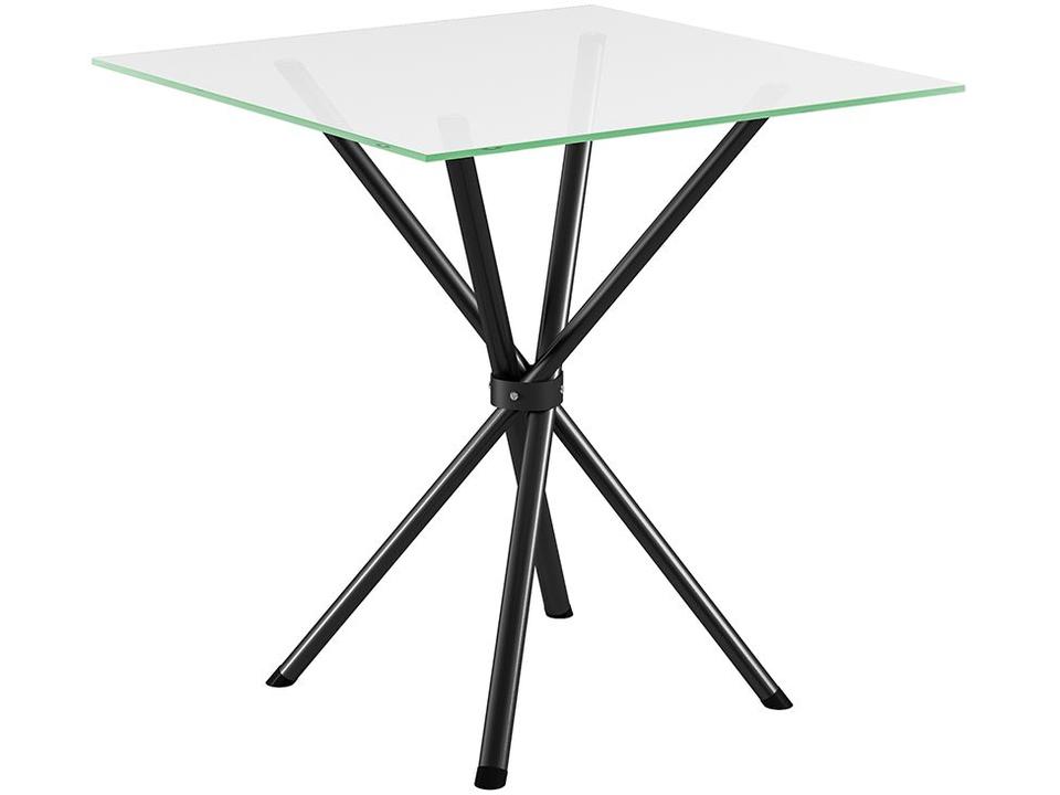 Mesa de Jantar 4 Cadeiras Quadrada Preta Tampo de Vidro Artefamol Léia Capri - 3