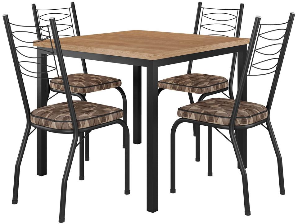 Mesa de Jantar 4 Cadeiras Quadrada Preto Fosco Artefamol Florença - 1